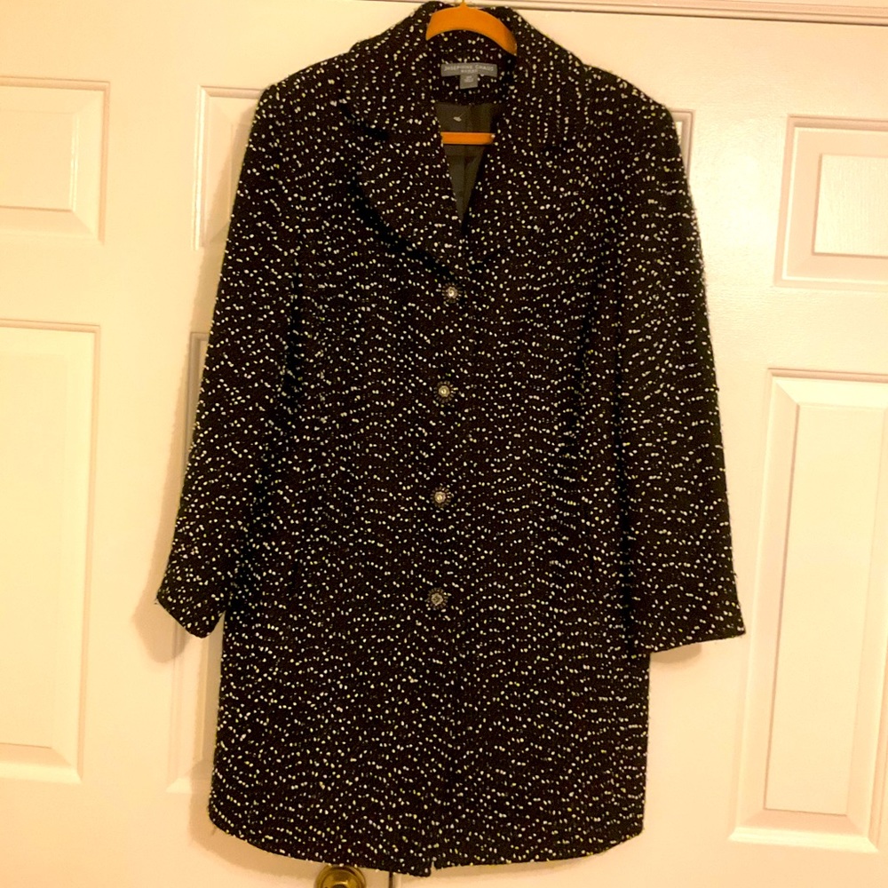 Long Wool Blend Coat, Oversized black & white vintage 4 button winter is here!